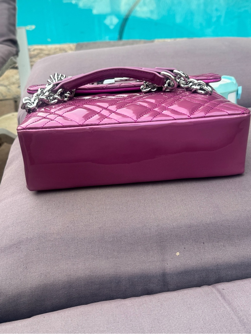 Kurt Geiger Quilted Patent Shoulder Bag in Magenta - Picture 6 of 16